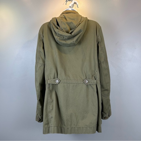 J Crew Field Jacket Womens L Olive Green Cotton Military Anorak Ripstop Hooded - Picture 2 of 11